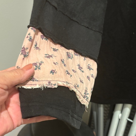 Umgee Black and Pink Patchwork Sweatshirt - Picture 3 of 6